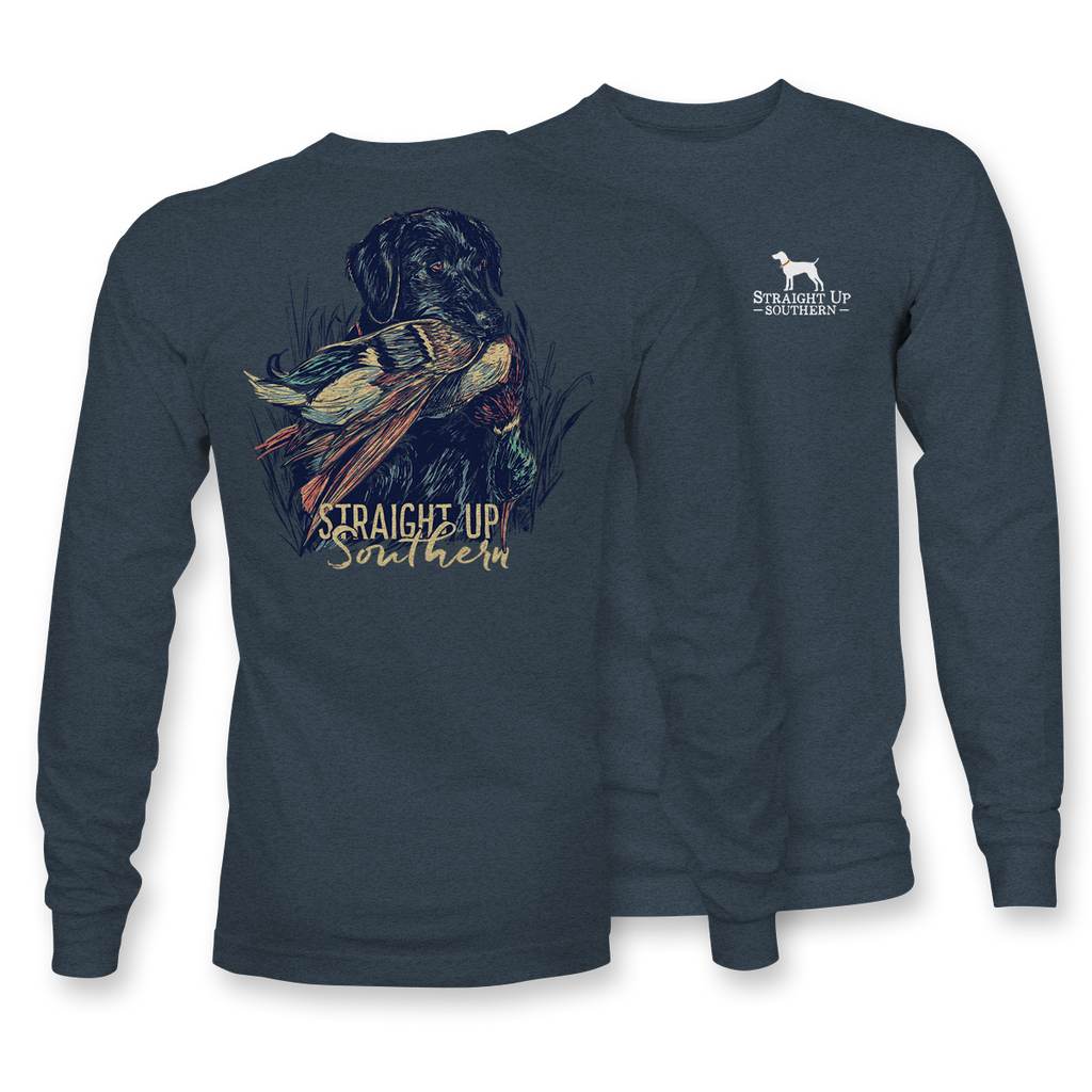Lab with Duck - LONG SLEEVE - 18614 - Heather Navy