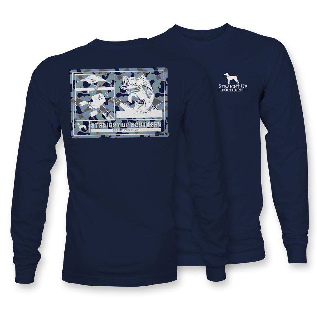 Bass Camo Patch - LONG SLEEVE - 22539 - Navy