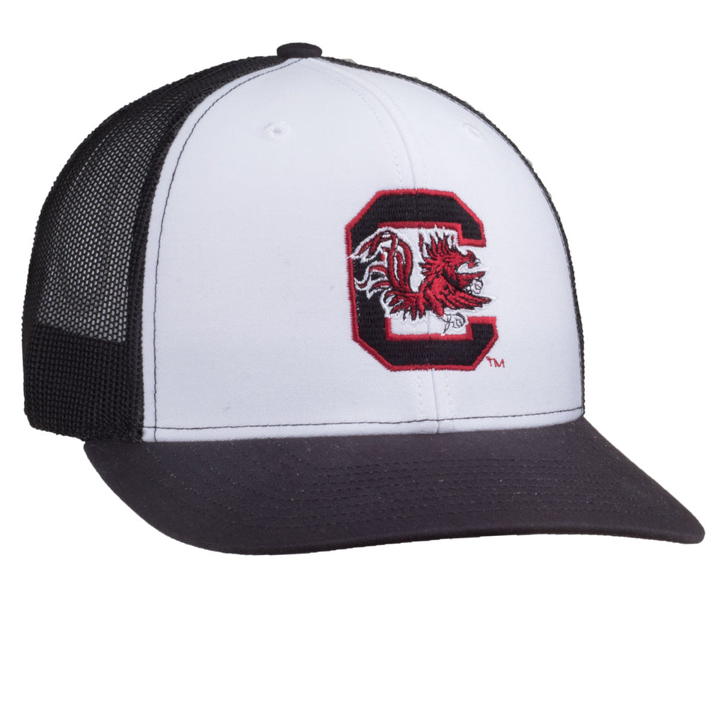 Block C Logo - Richardson Mesh Hat - White/Black - 15887