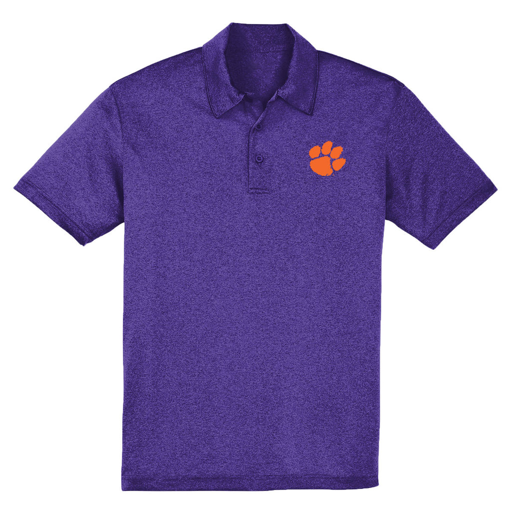 Orange Paw Embroidery Polo - Varsity Heather Purple - 13215