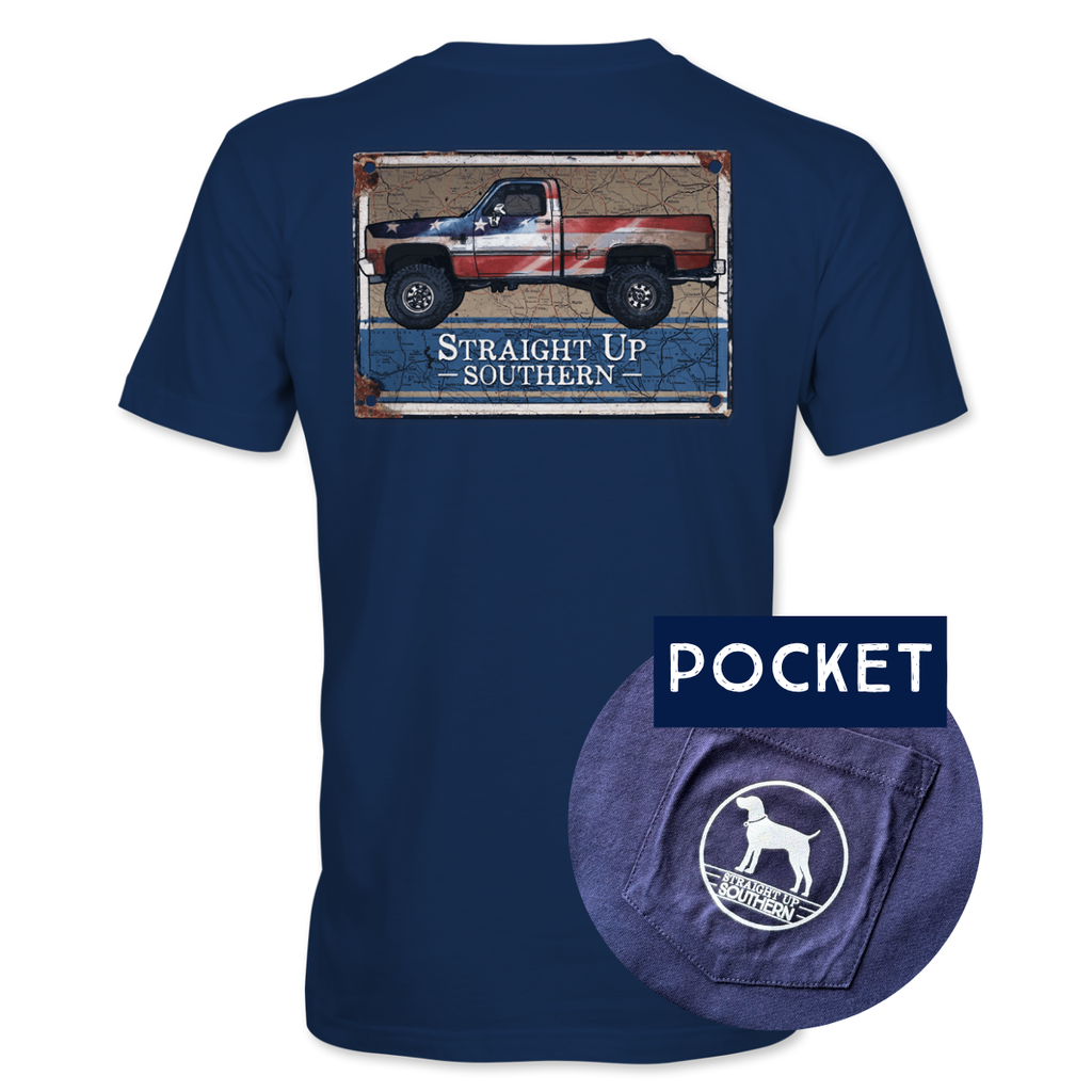 Rusted Patriotic Truck - 14574 POCKET - Navy