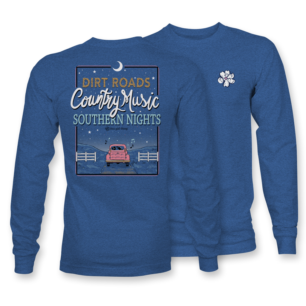 Dirt Roads - LONG SLEEVE - Heather Royal - 15539