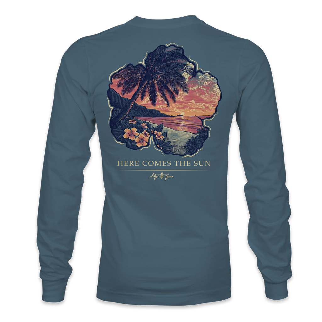 Hibiscus Scene - LONG SLEEVE - 22798 - Slate