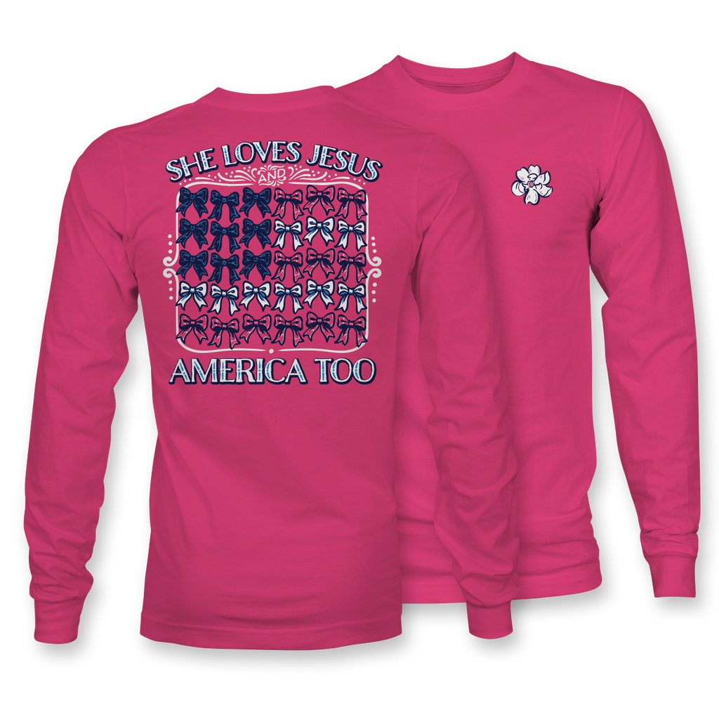 Jesus and America - LONG SLEEVE - Sangria - 22862