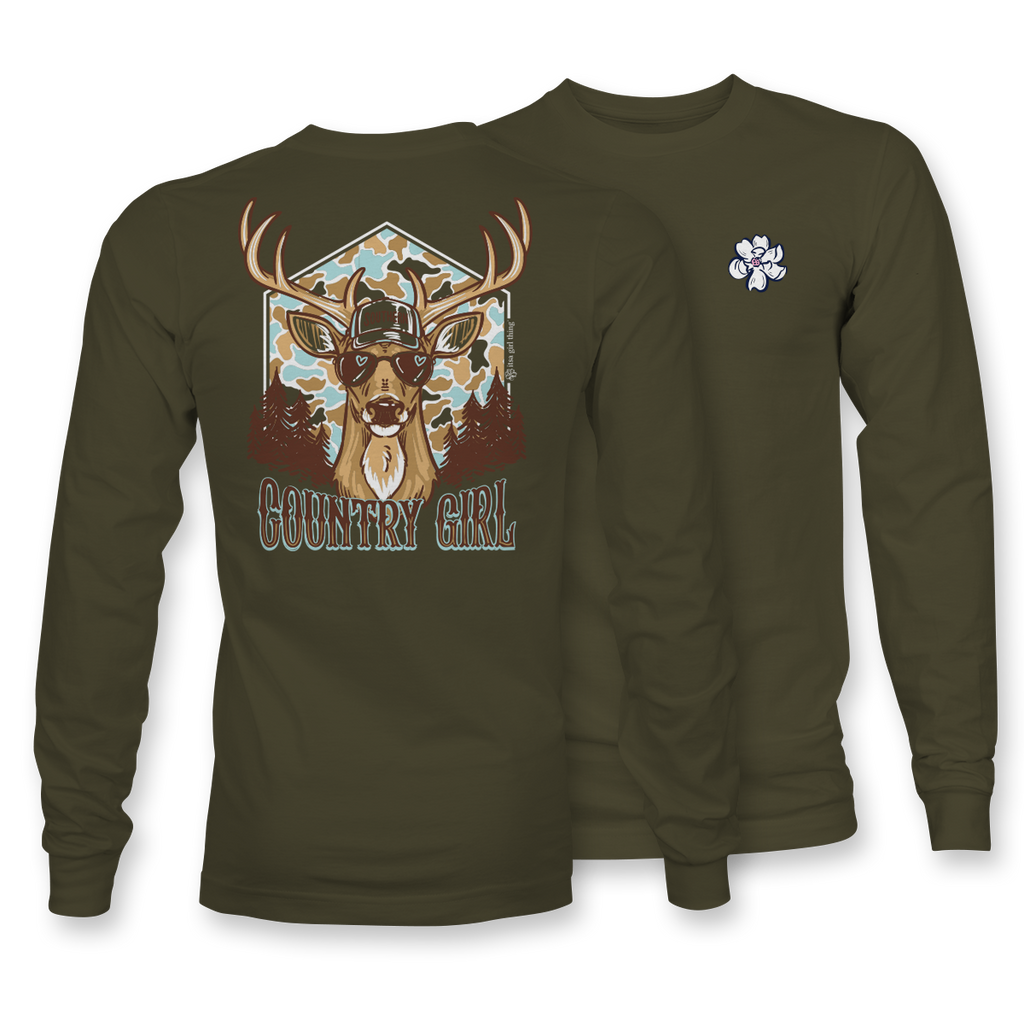 Southern Girl Deer - LONG SLEEVE - Olive - 22992