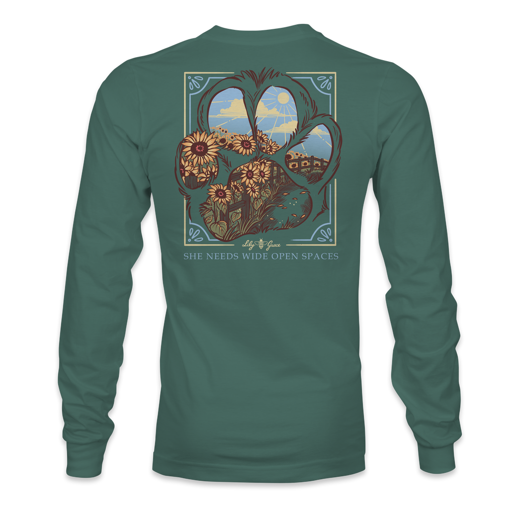 Paw Sunflower Path - LONG SLEEVE - 23132 - Pine